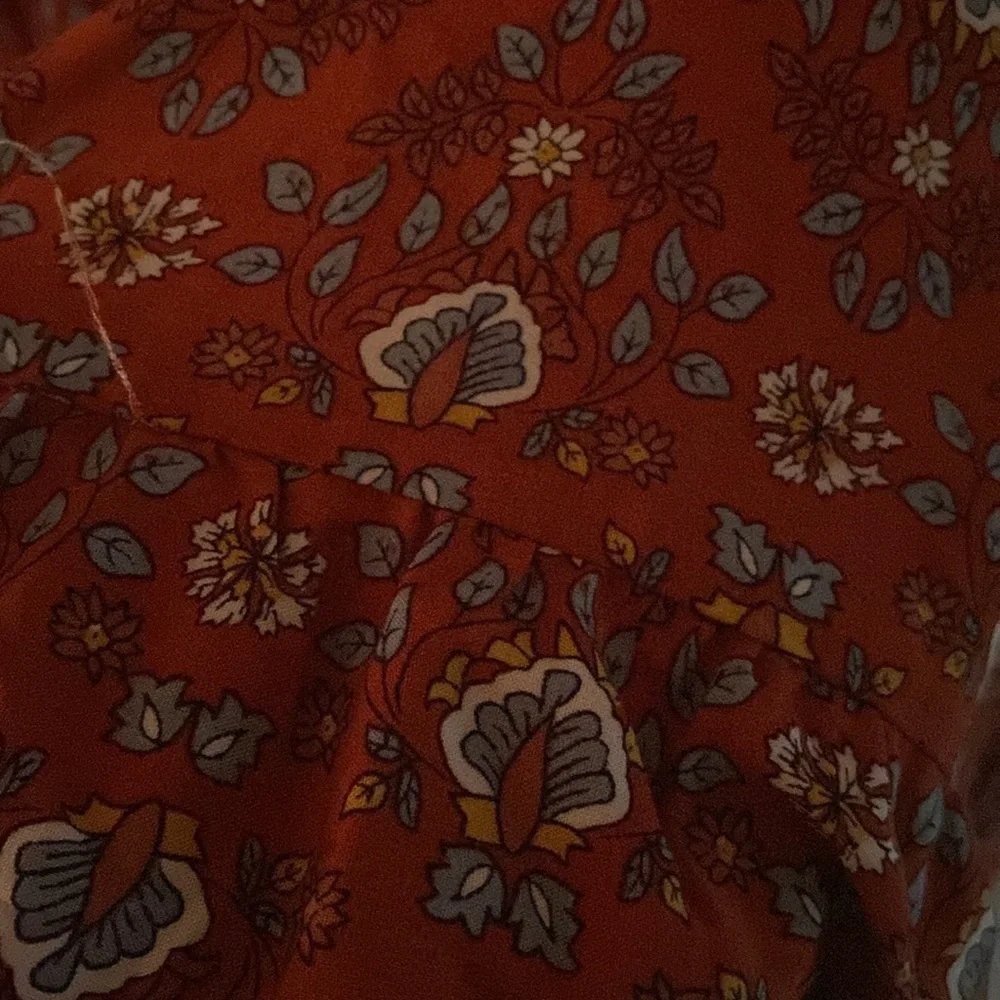 MAX STUDIO 100% Rayon Rust Floral Long Sleeved Tiered Dress Size M